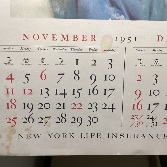 Vintage Ariana Beigneux Vintage Print Set on 1951 Calendar - Picture 12 of 14